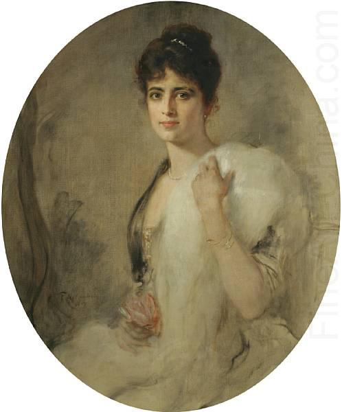 A portrait of a lady, Friedrich August von Kaulbach